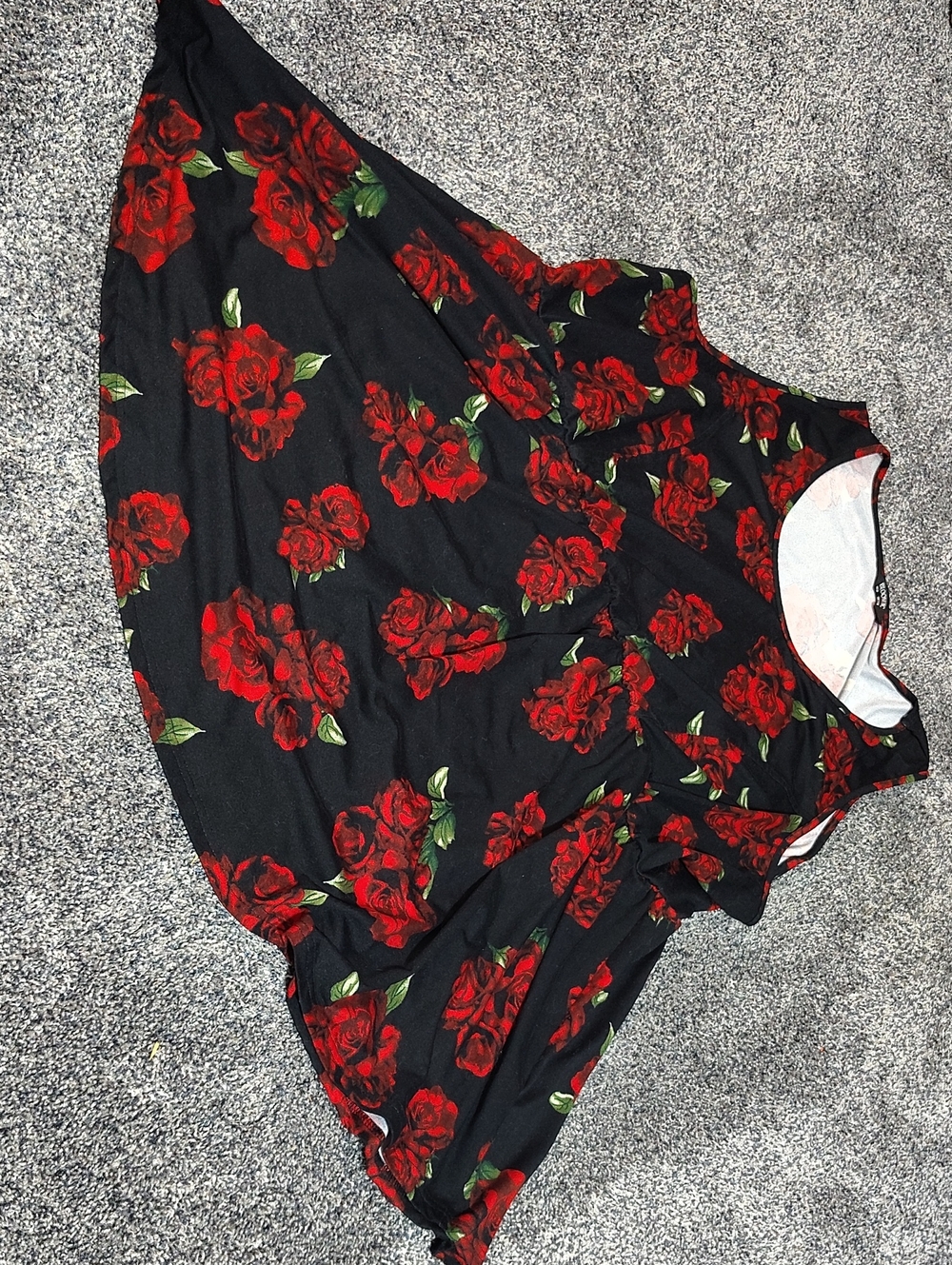 BloomChic Black Tank Top with Red Rose Print